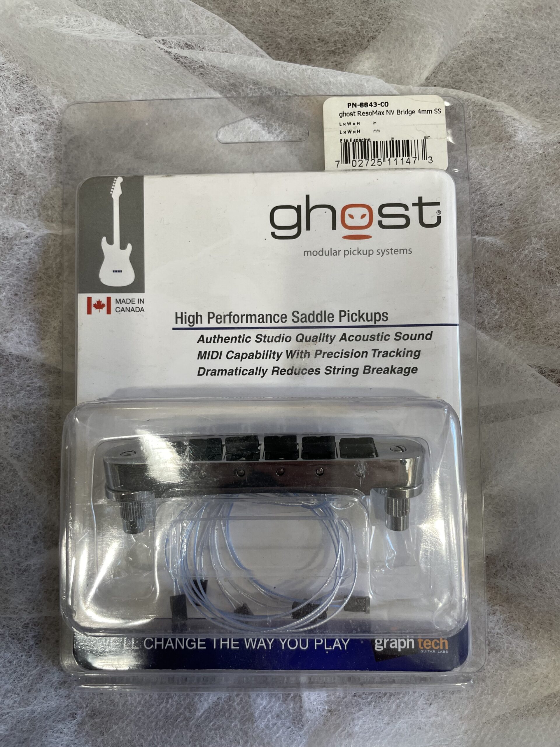 Graph Tech Ghost ResoMax NV Bridge 4mm SS - Piezo Saddles