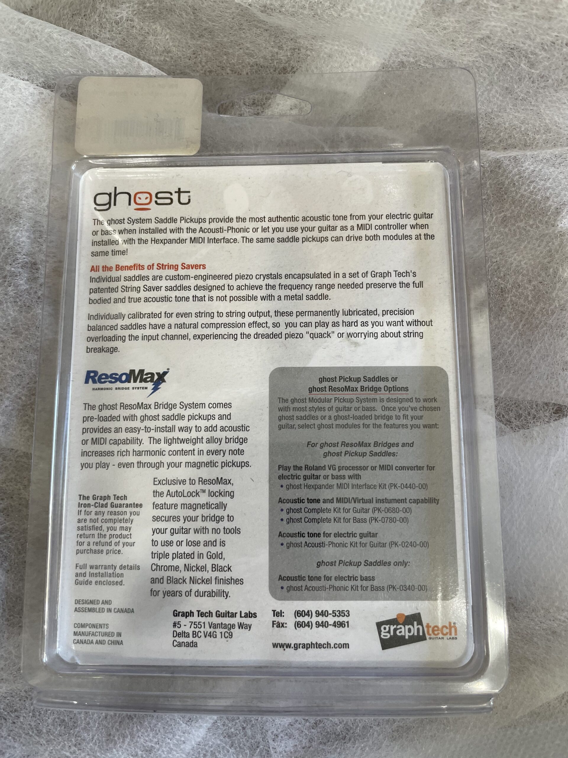 Graph Tech Ghost ResoMax NV Bridge 4mm SS - Piezo Saddles - Image 2