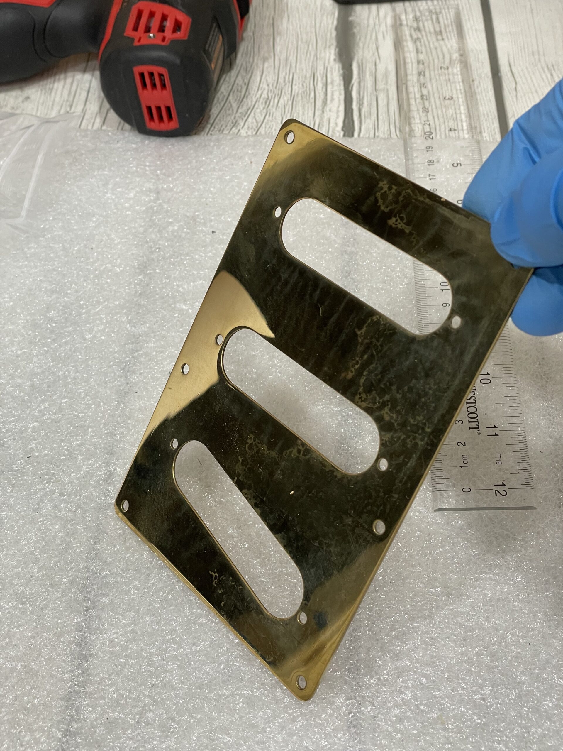 Silverlake Guitars Brass Triple Single Coil Mounting Plate for Wolf Guitar - Image 5